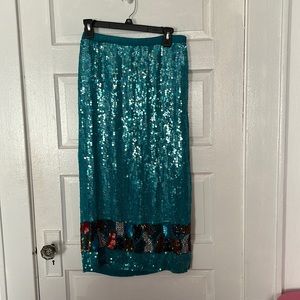 Vintage Sequin MIDI Skirt w/ Beaded Accent
